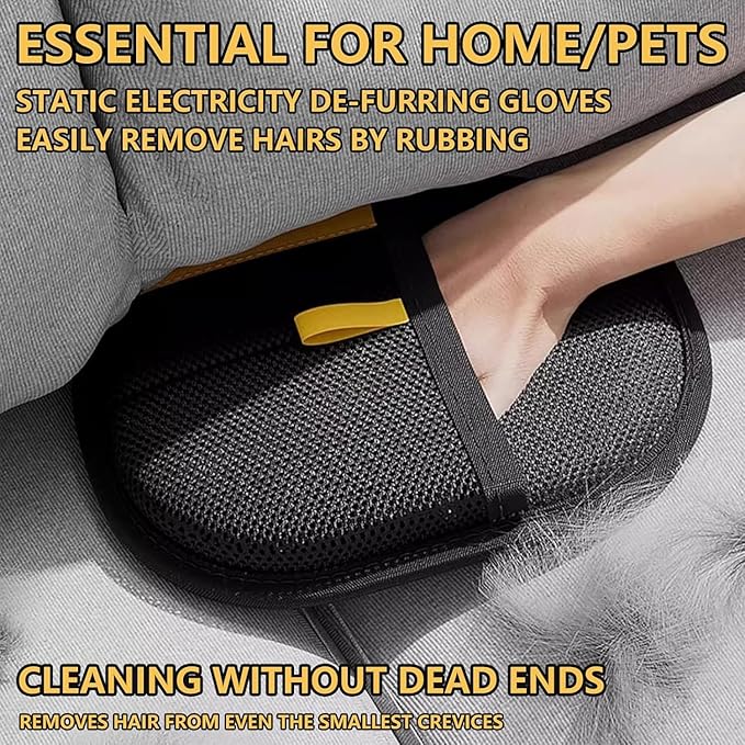 Pet Hair Removal Gloves Brush, Reusable Cat Dog Electrostatic Hair Remover Grooming Glove Tool