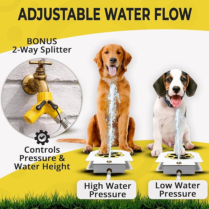 Trio Gato's Outdoor Dog Water Fountain Step On, Dog Sprinkler Paw Activated, Drinking Pet Dispenser, Provides Fresh Water, Sturdy, Easy to Use