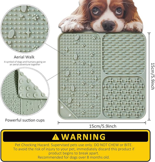Lick Mat for Dogs Cats(2pcs, Small, 5.9") Easy Clean Silicone Licking Pad Slow Feeder for Pets with Suction Cups, Enrichment Accessories Anxiety Boredom Relief, Keep Them Busy for Bathing