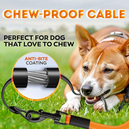 Retractable Dog Leash 18.2 ft – Chew Proof Cable Included – 360° Tangle-Free Design – Heavy Duty Reflective Leash – Soft Anti-Slip Grip Outdoor Daily for Small & Medium Dogs up to 50 lbs (Orange)