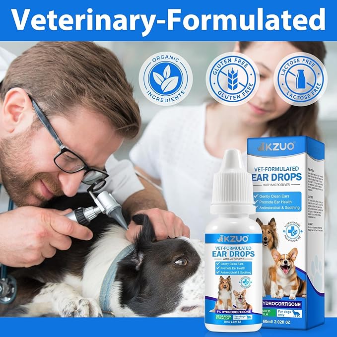 Dog Ear Infection Treatment, Dog Ear Drops with 1% Hydrocortisone for Dog, for Dog Yeast Infection, Soothe Itching, Redness, & Swelling - Vet Recommended