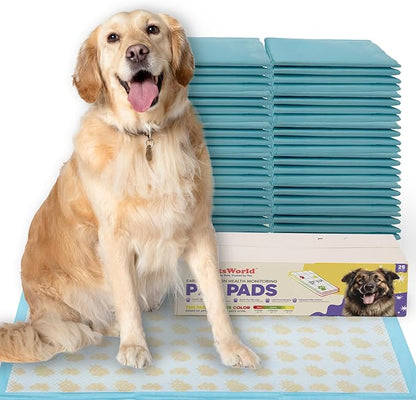 PetsWorld Health Monitoring Dog Pee Pads 37"x54" 25 Count – XXXL Color-Changing Pet Pee Pads for Dogs & Pets, Leak-Proof Super Absorbent Dog Training Pads with Odor Control