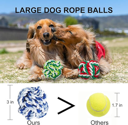 6 Pack Dog Chew Toys for Aggressive Chewers Large Breed, XL Cotton Dog Rope Balls, Indestructible Dog Toys with Tough Twisted for Large Medium Dogs, Dental Teething Ball for Puppy Small Dogs