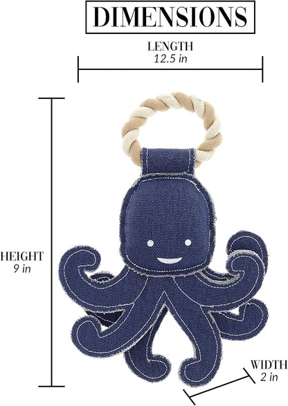 Pavilion Gift Company - Out of Reach - 11.5" Canvas Rope Dog Toy Chew Tug of War Octopus Aquatic Water Sea Ocean Best Friend Dog Doggy Puppy K9 Gift