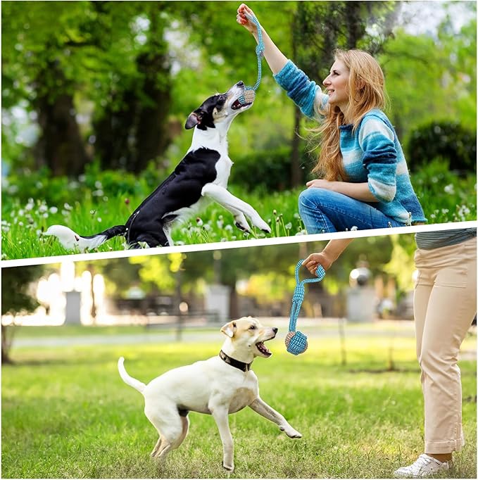 7 Pack Puppy Rope Toys - Variety of Cotton Rope Toys for Small Dogs, Teething, Chewing & Keeping Dogs from Being Bored - Blue