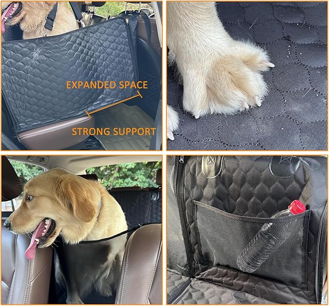 ROCCS Dog Seat Cover for Back Seat with Hard Botton Holds 450lbs,Universal Car Truck Back Seat Extender for Dogs Travle Hammock Bed Waterproof