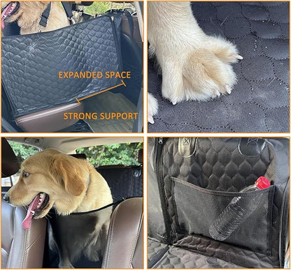 ROCCS Dog Seat Cover for Back Seat with Hard Botton Holds 450lbs,Universal Car Truck Back Seat Extender for Dogs Travle Hammock Bed Waterproof