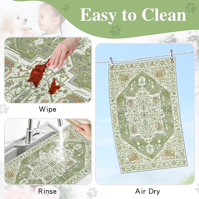 famibay Dog Food Mat, Absorbent Cat Dog Mats for Food and Water, No Stains Quick Dry Pet Cat Bowl Mats with Non Slip Backing, Boho Pet Feeding Mat for Floor Waterproof 12"x20"