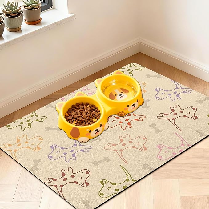 Pet Feeding Mat for Floors Waterproof Dog Mat for Food and Water Absorbent Quick Dry Non Slip mat for Cat Bowls