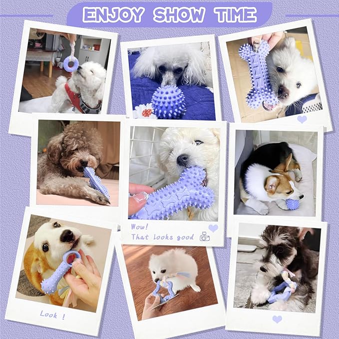 Petcare 6 Pack Puppy Teething Toys, Cute Purple Small Dog Chew Toys for Puppies 0-6 Months, Soft Rubber Rope Dog Teething Toys, Best Small Puppy Toys, Puppy Essentials Supplies