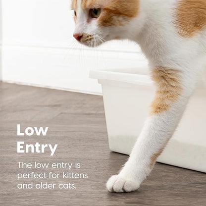 IRIS USA Large Open Top Cat Litter Box, Kitty Litter Pan, Pearl