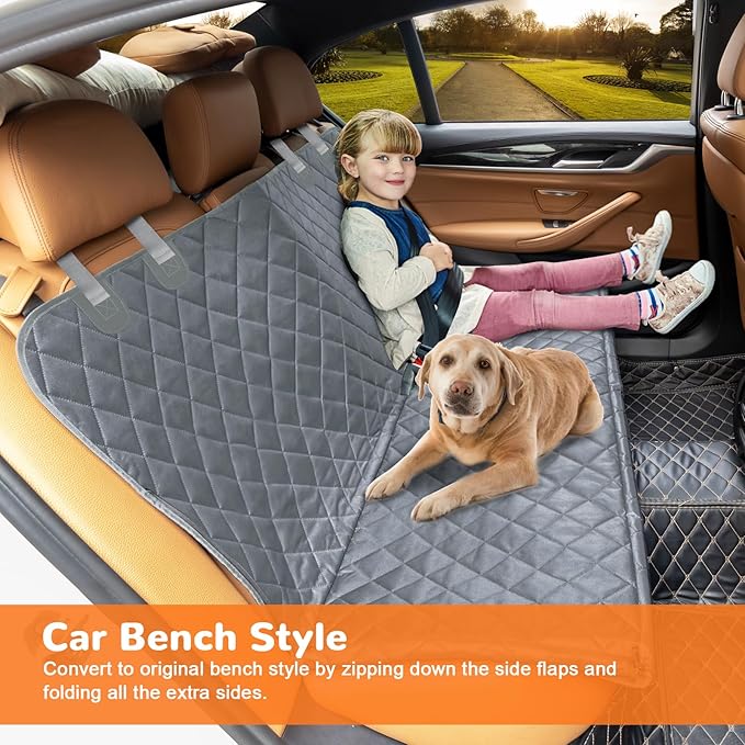 URPOWER Dog Car Seat Cover for Pets 100% Waterproof Seat Cover Hammock 600D Heavy Duty Scratch Proof Nonslip Durable Soft Back Seat Covers for Cars Trucks and SUVs