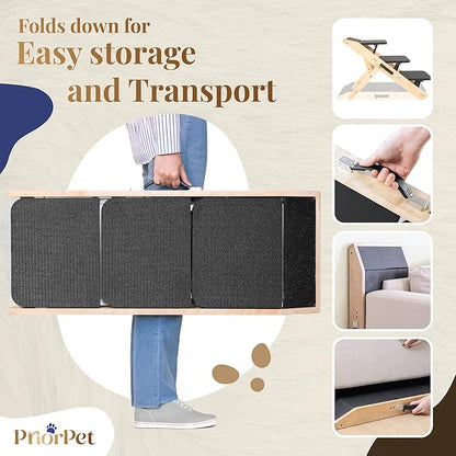 Dog ramp for Couch – Non-Slip, Sturdy Build Foldable Dog ramp – Supports up to 200lbs – Adjustable 7'' to 20'' – Landing Platform Seamlessly Connects – Birchwood Pet Ramp for Small Dogs – Natural