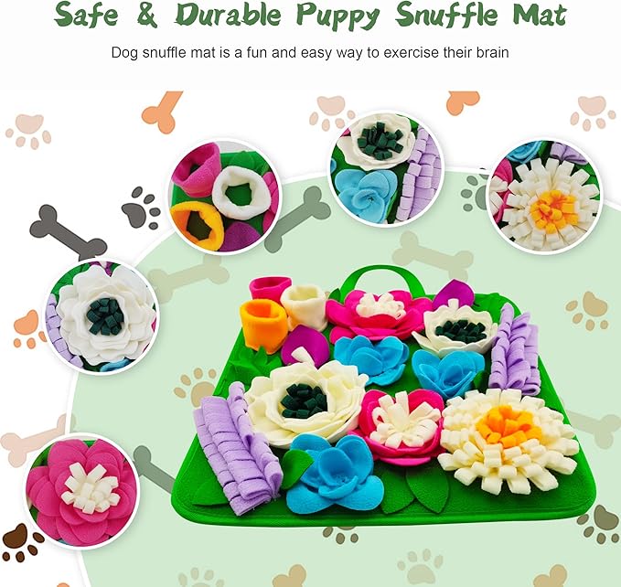 Snuffle Mat for Dogs Sniffing Feeding Mat for Small and Medium Breed Dogs and Cats Non-Slip/Portable/Durable Interactive Puzzle Pet Puppies Toys Encourages Natural Foraging Skills