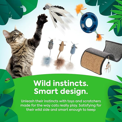 SmartyKat Hidden Hijinks Toy for Indoor Cats & Kittens, Electronic Interactive Motion Toy, Featuring Teaser Wand, Plus Replaceable Batteries Included