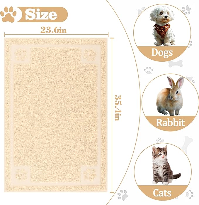 Darkyazi Pet Feeding Mat Large for Dogs and Cats,24"×36" Flexible and Easy to Clean Feeding Mat,Best for Non Slip Waterproof Feeding Mat (Beige)