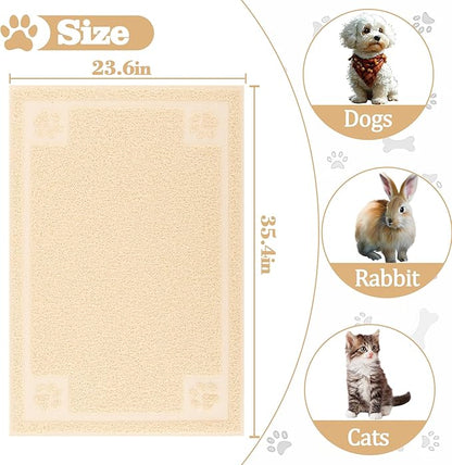 Darkyazi Pet Feeding Mat Large for Dogs and Cats,24"×36" Flexible and Easy to Clean Feeding Mat,Best for Non Slip Waterproof Feeding Mat (Beige)