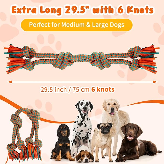 Interactive Dog Rope Toy for Large & Medium Dogs – Durable Tug of War Toy for Training, Boredom Relief & Teeth Cleaning, Safe Cotton Chew Toy for Daily Play (Small)