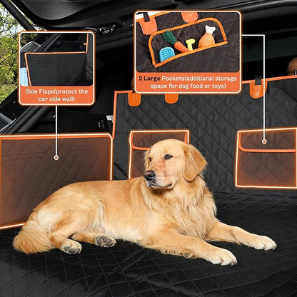 IVY&LANE SUV Cargo Liner for Dogs,Waterproof Trunk Cover Dog Car Seat Mat for SUVs Sedans Vans with Bumper Flap Protector,Non-Slip,Large Size Universal Fit,Black