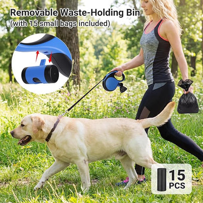 Segarty 26 Ft Retractable Lead for Dogs Weighing 66 lbs - 110 lbs, 8m Heavy-Duty Dog Leash with Poop Bag Holder, Extra Long Lead with Anti-Slip Handle One-Handed Brake Pause Lock for Medium Large Pet
