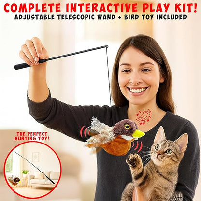Cat Toys Flapping Bird (No Flying), Life-Like Bird Chirp Tweet, Rechargeable Touch Activated Kitten Toy Interactive Cat Exercise Toys for All Breeds