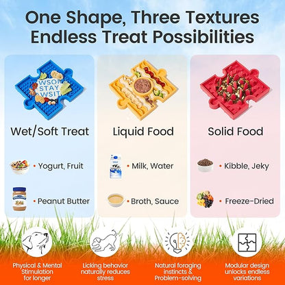 HowGo Puzzle Slow Feeder Lick Mat for Dogs, 38+ Suction Cups | Non-Slip Heavy Duty Maze Enrichment Bowl BPA-Free Silicone | Reduce Boredom Anxiety Free Combination (1PC, Blue)