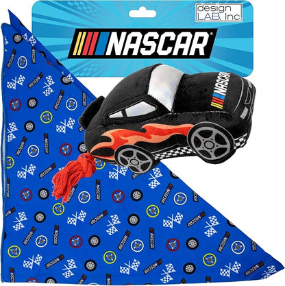 design LAB, Inc. NASCAR Official Merchandise | NASCAR Racecar Plush Toy with Fun Tug Rope and Racing Car Bandana Accessory | Pet Toys and Accessories for Dogs