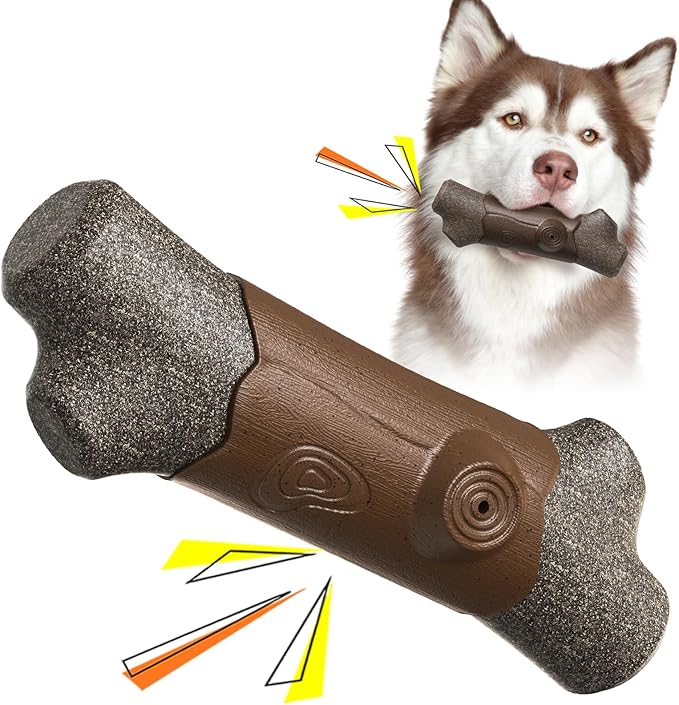 Large Size Indestructible Squeaky Dog Chew Toy for Medium/Large Aggressive Chewers Breed Dogs Durable Squeak Bone Teething Crate Toys Indoor/Outdoor