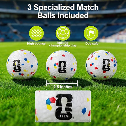 Official FIFA World Cup 2026 Edition - Dog Automatic Ball Launcher for Large Dogs Ball Thrower Machine Outdoor Indoor Use Interactive Dog Toy, Included 3 Rubber Fetch Soccer Balls