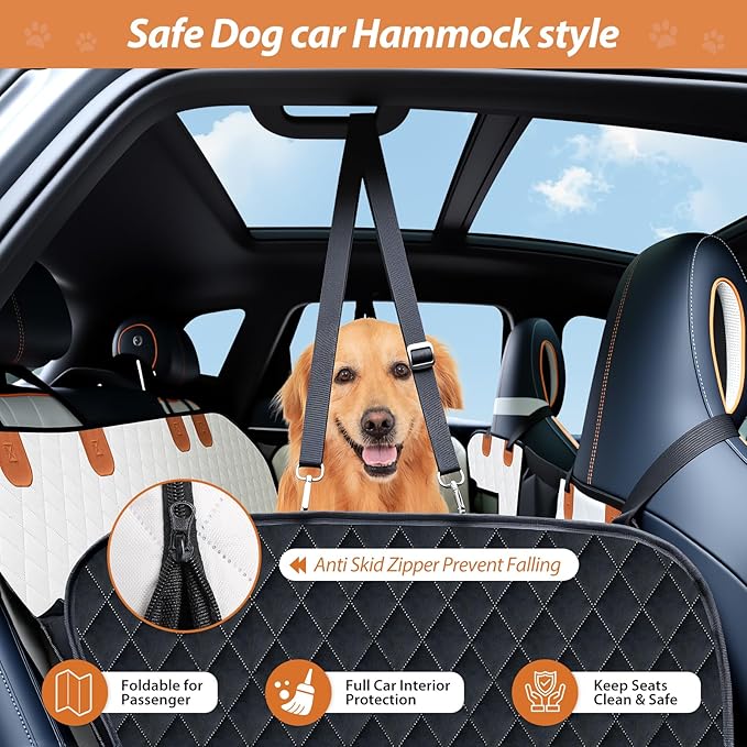 Dog Car Seat Cover Set for Back Seat, Back Seat Cover + Pet Bed Mat Perfect with Mesh Window, Hammock 600D Heavy Duty Scratch Proof Nonslip Durable Soft Back Seat Covers for Cars Trucks and SUVs