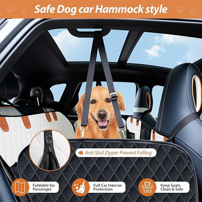 Dog Car Seat Cover Set for Back Seat, Back Seat Cover + Pet Bed Mat Perfect with Mesh Window, Hammock 600D Heavy Duty Scratch Proof Nonslip Durable Soft Back Seat Covers for Cars Trucks and SUVs