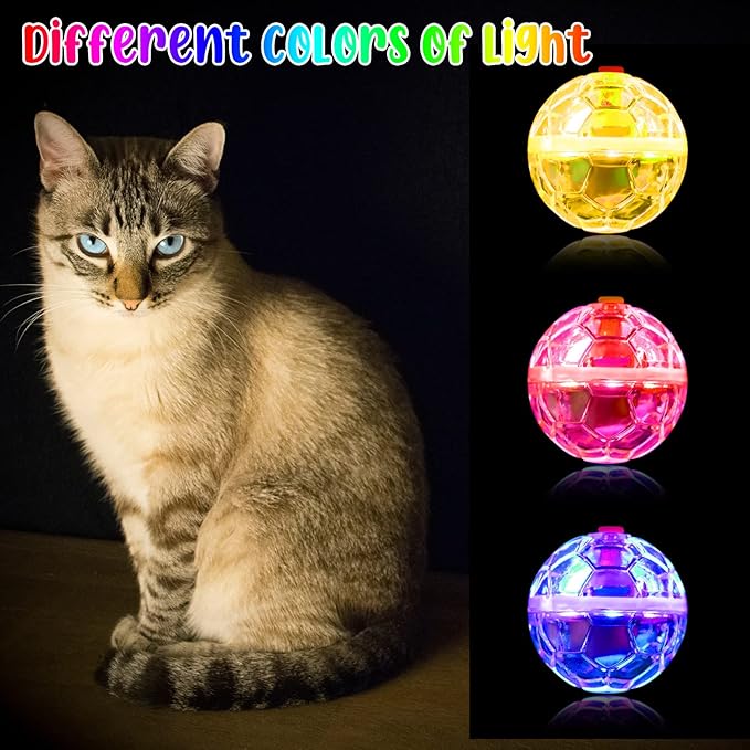CHENGU 15 Pieces Ghost Hunting Light up Cat Balls Motion Activated Interactive Pet Toy Small LED Glowing Pet Ball for Animal Dog Running Activity Indoor Supplies, 1.38 x 1.5