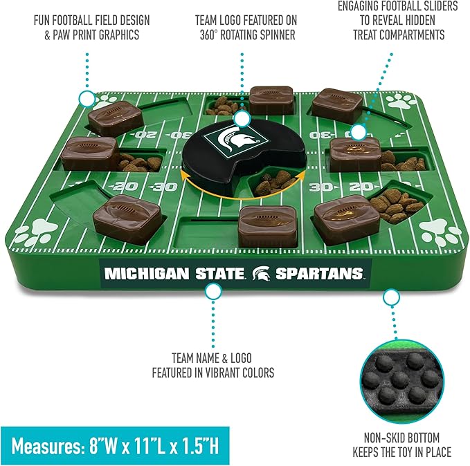 Pets First NCAA Michigan State Spartans Puzzle Toy, Puzzle Treat Dog Toy, Interactive Dog Treat Toy, Dog Puzzle Fedding Slow Toy