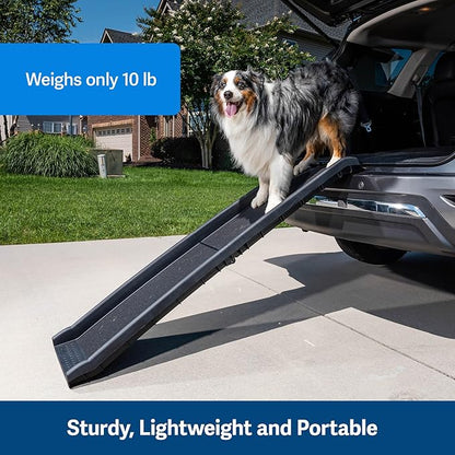 PetSafe Happy Ride Folding Dog Ramp - SUV Compatible Lightweight Pet Ramp with High Traction Walking Surface - Joint Strain Protection - Secure Foldable Design for Compact Storage