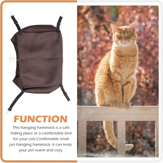 Milisten Small Animals Hanging Nest Cat Hammock Bed, Breathable Sandwich Mesh Material, Coffee Color, Size S, Machine Washable Pet Rest Hanging Bed for Indoor Cats and Kittens