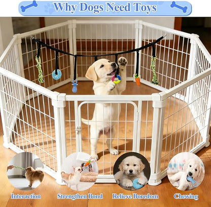 Puppy Hanging Tug Toy with 7 Replaceable Toys Interactive Rope Toy for Small Dogs & Puppies Teething Chew, Enrichment Play, Indoor & Outdoor Dog Pull Toy to Keep Them Busy