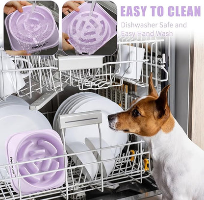 Slow Feeder Dog Bowls for Healthy Eating, Non-Slip and Anti-Choking Design, Reduces Bloating & Overeating for Medium Dogs and Cats, Easy to Clean