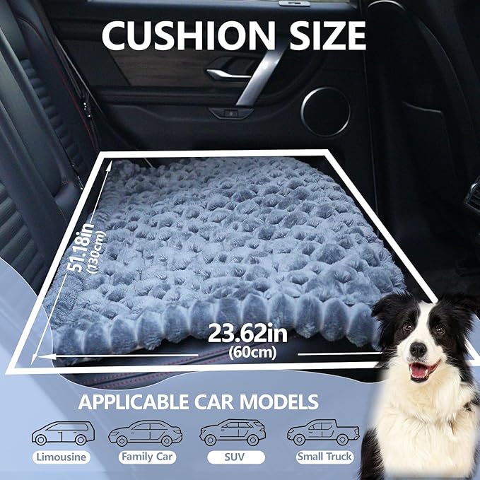 Waterproof Backseat Pet Bed Mat,Soft Plush Pet Seat Cover, Thickened Backseat Dog Bed Mat, Washable & Non-Slip Travel Pet Mat for Small Medium Dogs, Fits Car, Truck & SUV