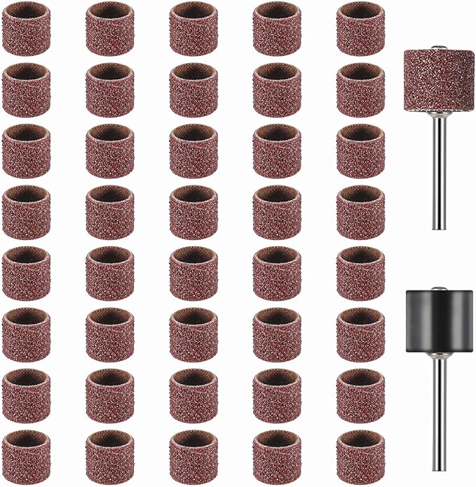 42 Pcs Pet Nail Grinder Replacement Kit with Grit Sanding Bands Pet Dog Nail Smoother Sanding Drum Set Pet Claw Grooming Supplies for Dog Claw Care (80#/120#)