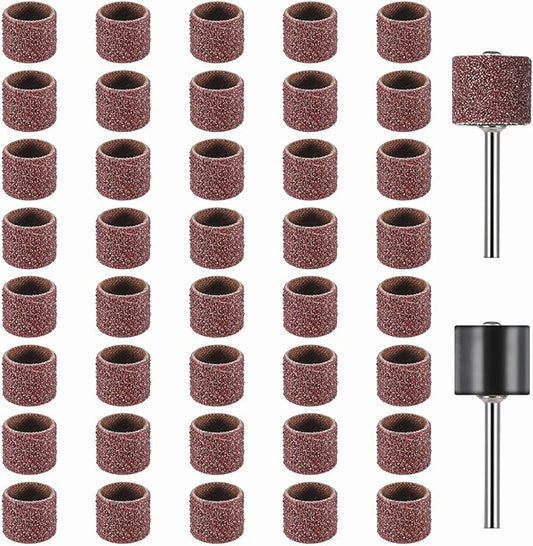 42 Pcs Pet Nail Grinder Replacement Kit with Grit Sanding Bands Pet Dog Nail Smoother Sanding Drum Set Pet Claw Grooming Supplies for Dog Claw Care (80#/120#)