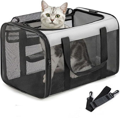 Soft-Sided Cat Carrier for Small-Medium Cats, Puppies up to 15 Lb, Airline Approved