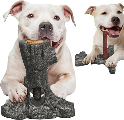 2-in-1 Bully Stick Holder & Dog Licking Toy,Refillable Tree Roots Dog Chew Toys,Durable Dog Toys for Aggressive Chewers,and Coffee Wood Dog Teething Toys