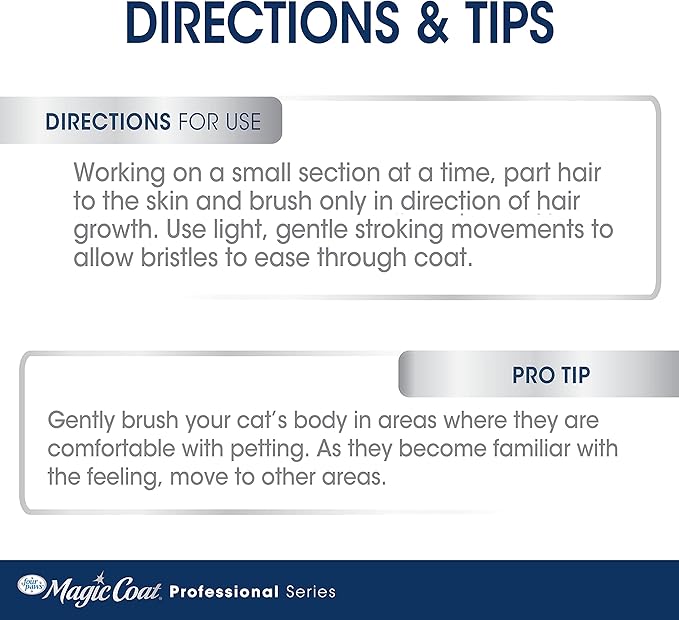 Four Paws Magic Coat Professional Series Cat Slicker Brush for Medium or Long Coats - Gently Removes Excess Hair, Stimulates Natural Oils, Ideal for Cats and Kittens, Lightweight Wood Handle