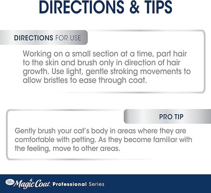 Four Paws Magic Coat Professional Series Cat Slicker Brush for Medium or Long Coats - Gently Removes Excess Hair, Stimulates Natural Oils, Ideal for Cats and Kittens, Lightweight Wood Handle