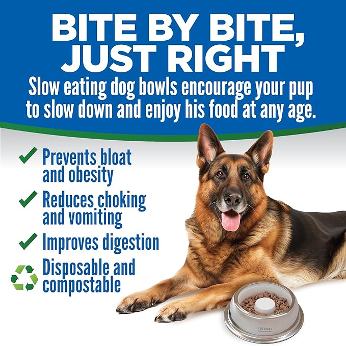 Kinn Slow Feeder Dog Bowl, Disposable Pet Food Dish to Slow Down Eating Dogs, Frame Refills, for Travel, Boarding, or Crate, Compostable Pet Travel Bowl, No Plastic, Leakproof, 4 Cups (50 Count)