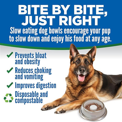 Kinn Slow Feeder Dog Bowl, Disposable Pet Food Dish to Slow Down Eating Dogs, Frame Refills, for Travel, Boarding, or Crate, Compostable Pet Travel Bowl, No Plastic, Leakproof, 4 Cups (50 Count)