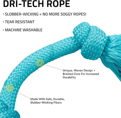 Playology Dog Toys | Dri-Tech Rope Toy Tug of War Rope for Aggressive Chewers | Small Peanut Butter Scented Toy - Easy to Clean and Made from Non Toxic Materials