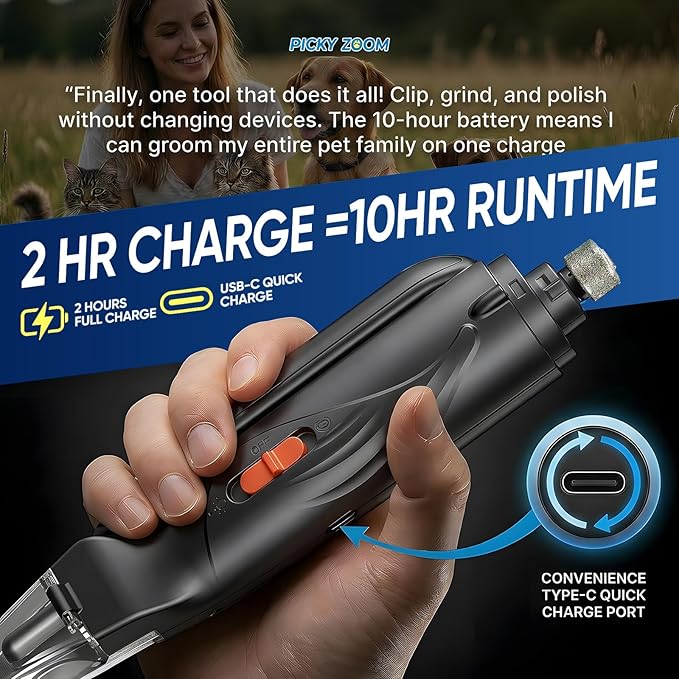 2-in-1 Dog & Cat Nail Clippers and Grinder with Light – Safety Guard to Avoid Overcutting, Sharp Blade, Painless Quiet Pet Nail Claw Trimmers, Professional Grooming Tool for Large Small Pets