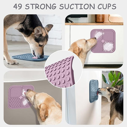 2 Pack Lick Mat for Dogs,Cats,Upgraded 8.5×8.5 inches Licking Mats with Suction Cups,Slow Feeder Licking Pad for Anxiety Relief and Boredom Reducer,Suitable for Dog Training Set 4