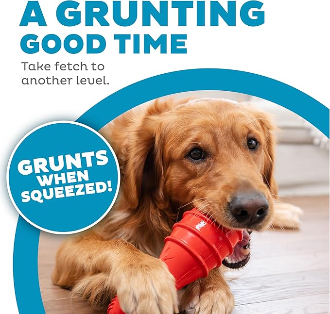 Outward Hound Grunt Fetch Stick Dog Toy, Bunny, Red